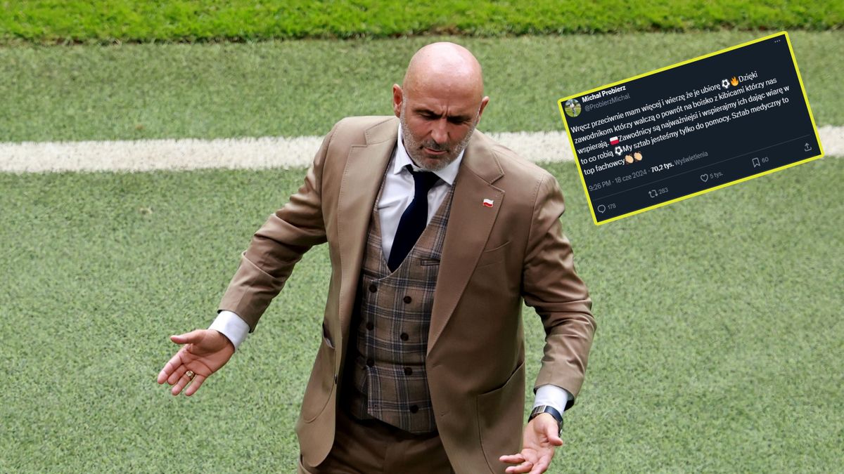 WP SportoweFakty / Na zdjęciu: Michał Probierz (PAP/EPA), w ramce: wpis Michała Probierza (X)