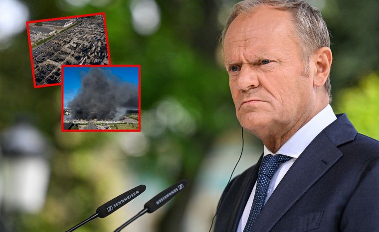Tusk o pożarze przy Marywilskiej. "Na zlecenie rosyjskich służb"