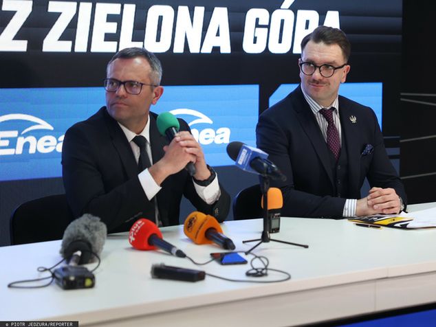 Prezes Falubazu Wojciech Domgała (z lewej) i Łukasz Mejza