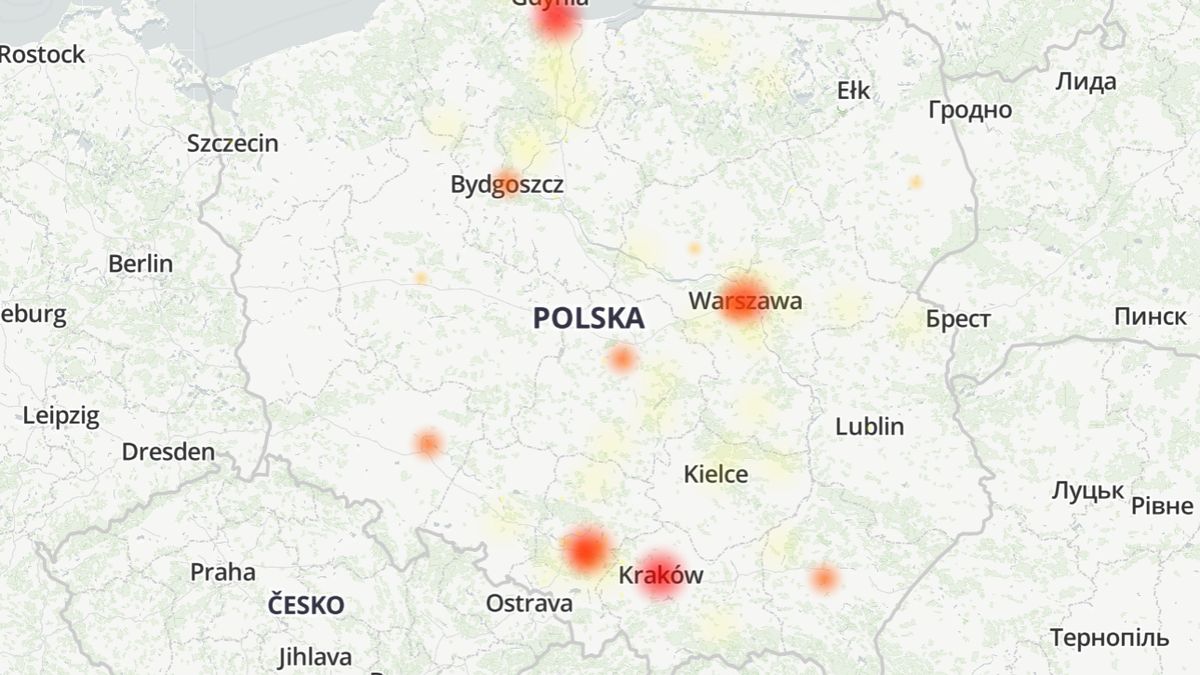 Mapa zgłoszeń awarii w Millennium