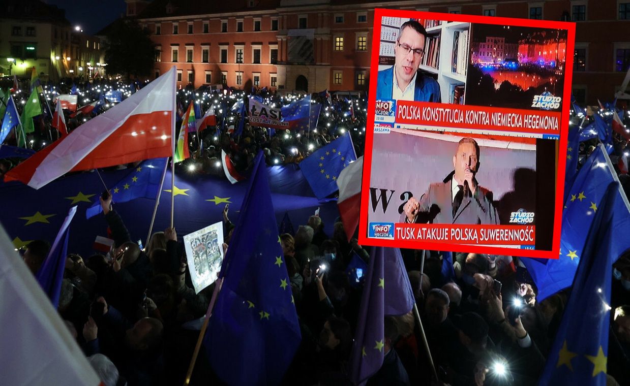 TVP Info relacjonuje manifestację. Na paskach atak na Tuska i "Targowica"