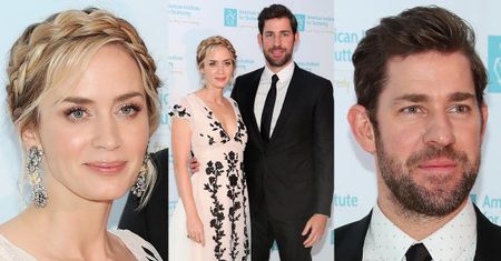 Dziewczęca Emily Blunt pozuje z mężem na charytatywnej gali