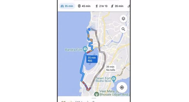 Opłaty za autostrady w Mapach Google