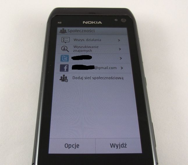 Nokia N8 Sieci społeczne