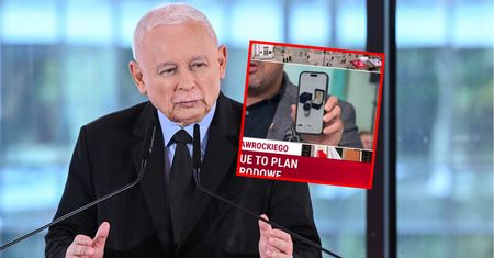 Kaczyński przemawiał. Republika w tym czasie reklamowała zegarki