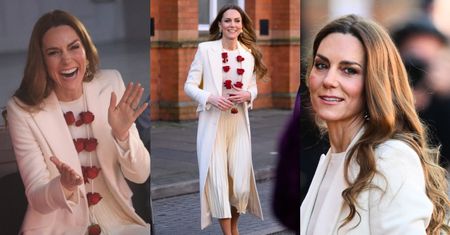 Księżna Kate cała na biało zaśmiewa się podczas spotkania z mieszkańcami Leicester (ZDJĘCIA)