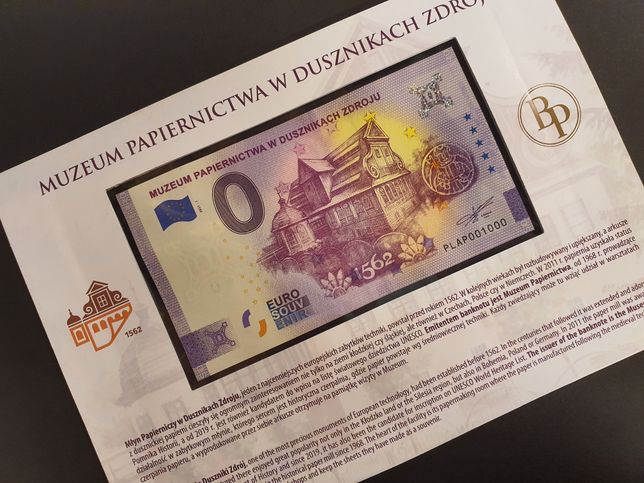 Zero euro z wizerunkiem młyna papierniczego będzie można kupić od soboty - w muzealnym sklepiku lub w sieci