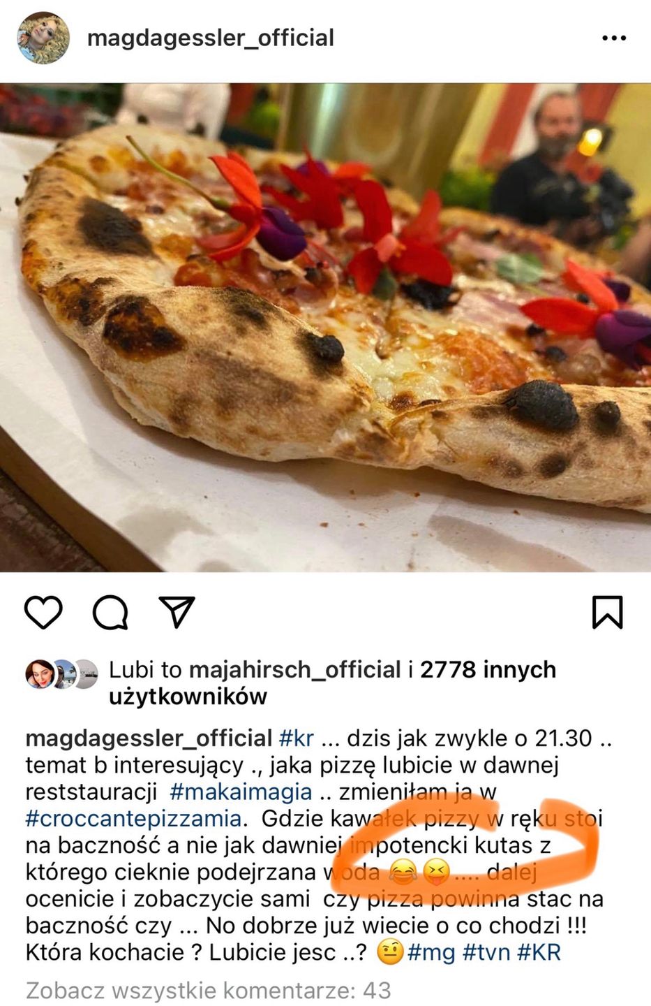 Wpis Magdy Gessler o pizzy