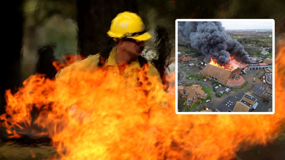 Główne zdjęcie (Luis Sinco/Getty Images), w ramce pożar w Dunkierce (X/BCM Basketball)