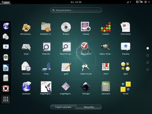 Charakterytyczny dla GNOME 3 wykaz aplikacji