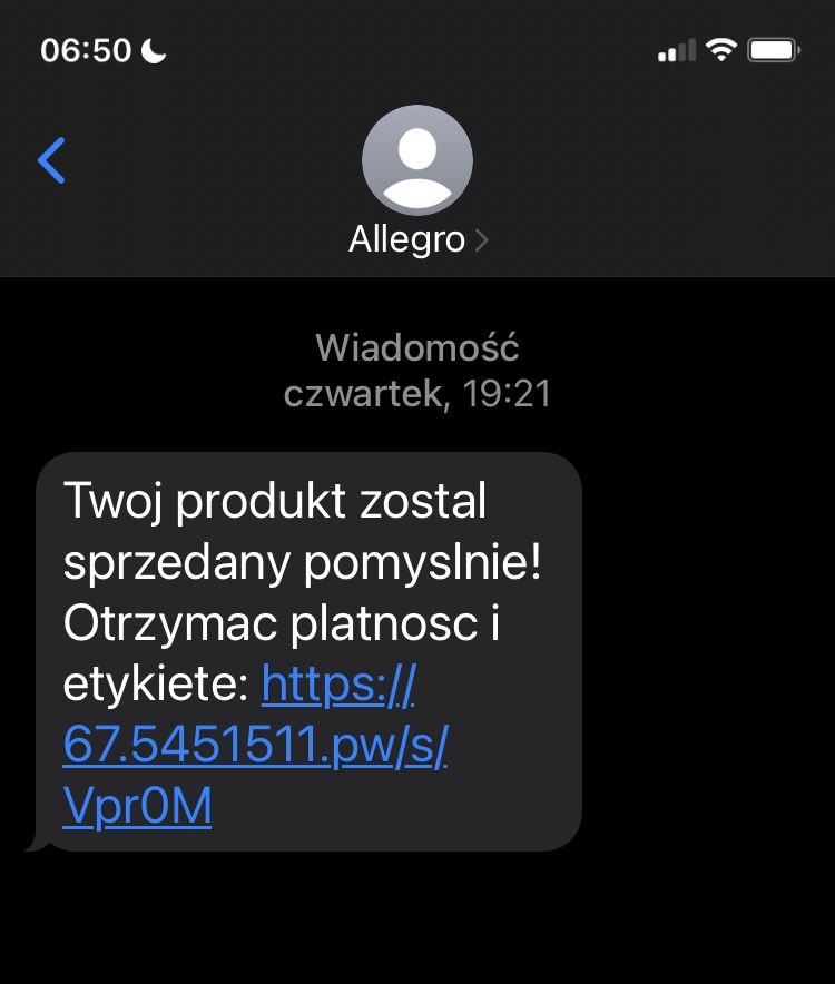 Fałszywy SMS "od Allegro"