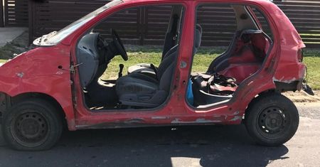 Pijany Polak jechał ulicą wrakiem daewoo matiza