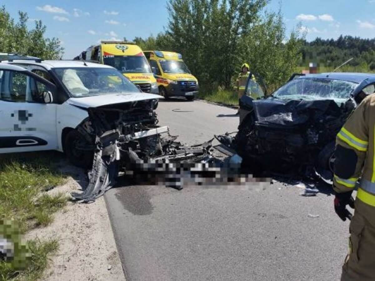 Służby pracujące na miejscu wypadku w Sernikach