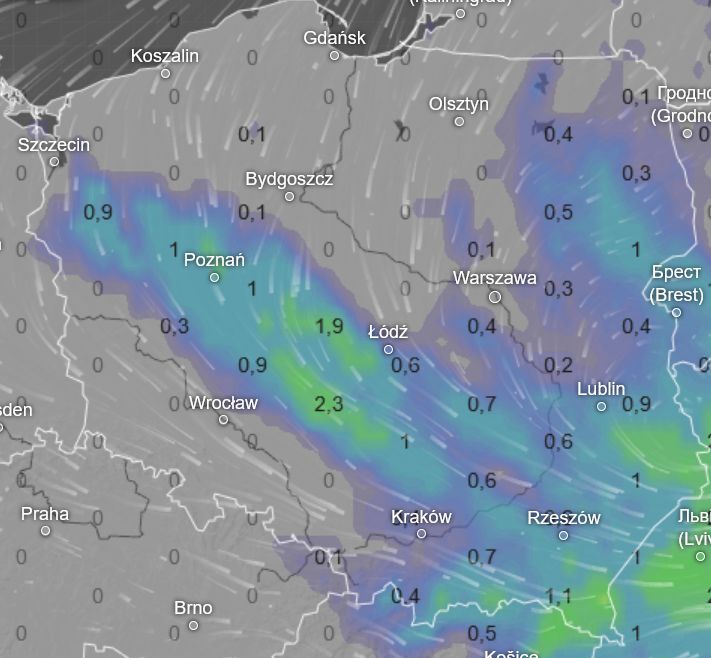 Pogoda. Opady deszczu w sobotę