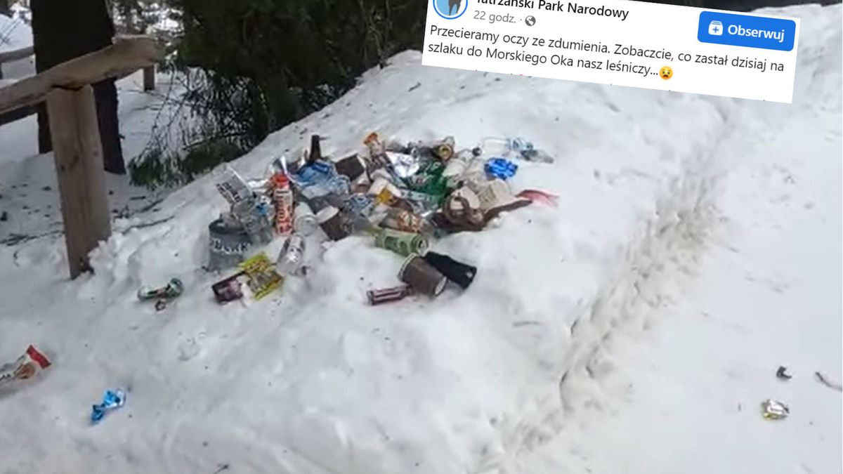 Leśniczy sprząta po wizycie turystów w TPN