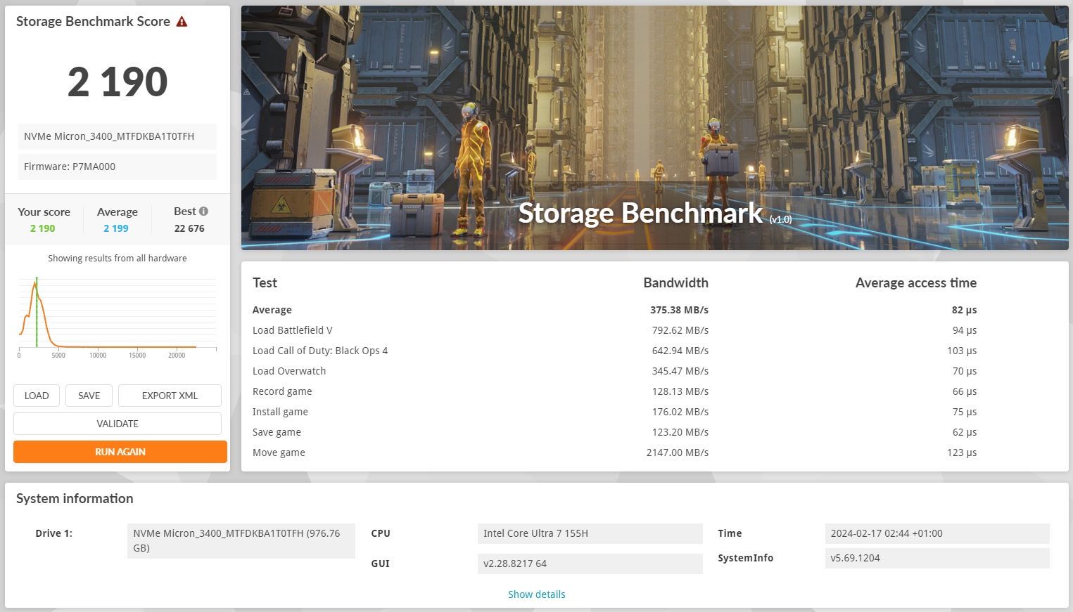 MSI Prestige 16 AI Evo - 3dmark storage