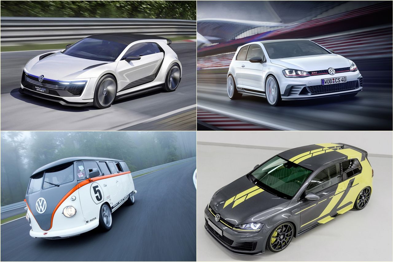 Volkswagen Golf GTI Clubsport, GTE Sport, Dark Shine oraz T1 Race Taxi na Wörthersee 2015