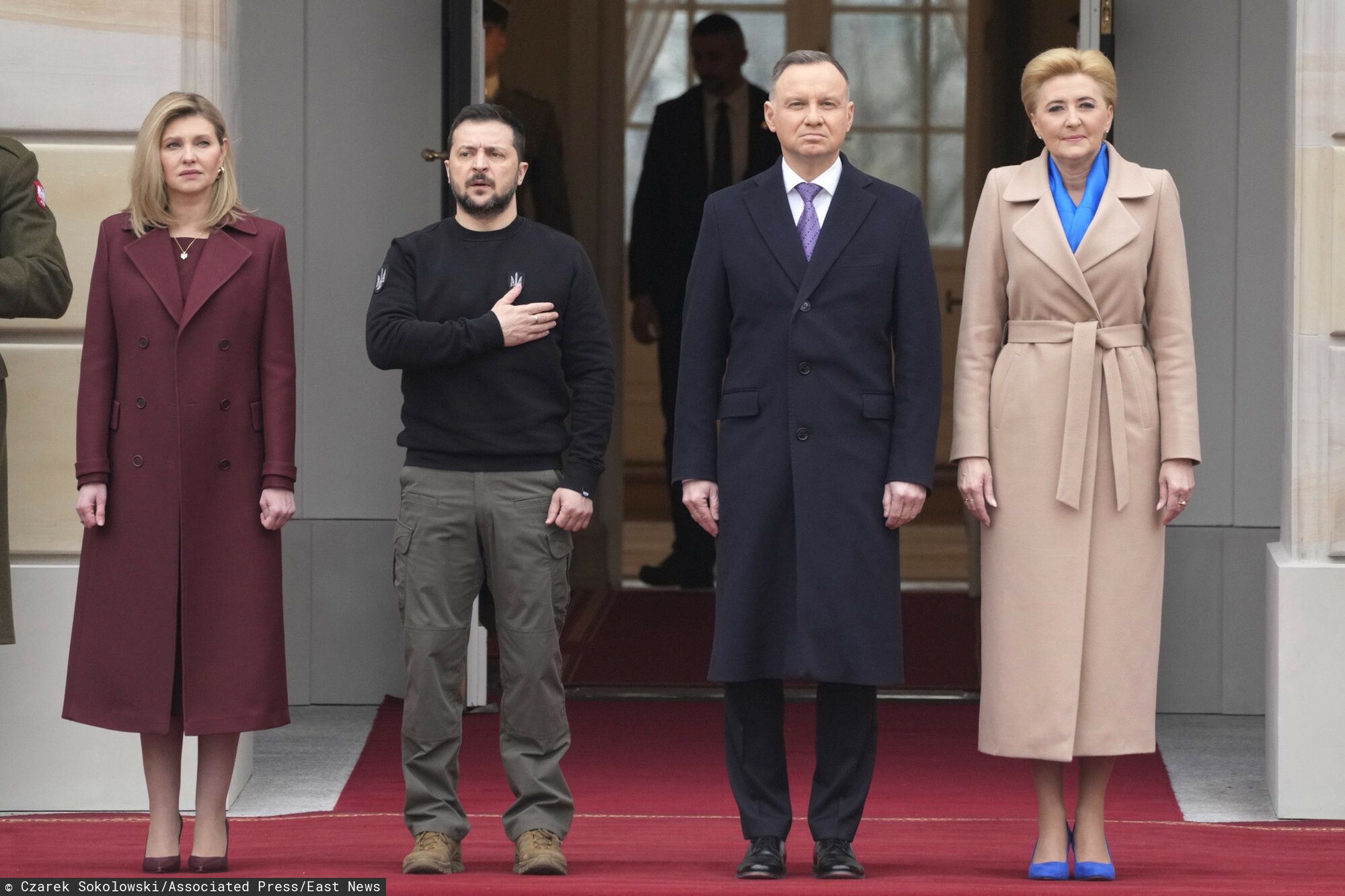 Pary prezydenckie podczas ceremonii powitalnej