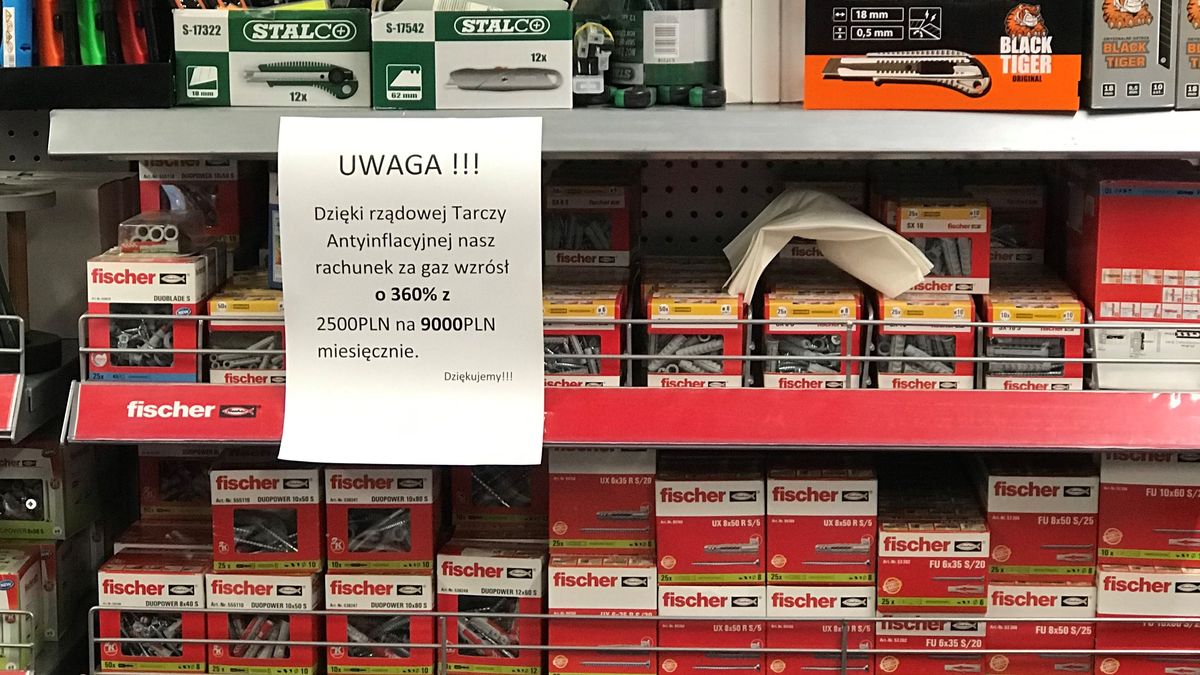 Kartka w jednym ze sklepów budowlanych. 