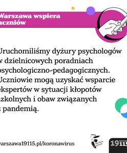 Koronawirus w Warszawie. Rusza wsparcie psychologiczne dla uczniów i rodziców
