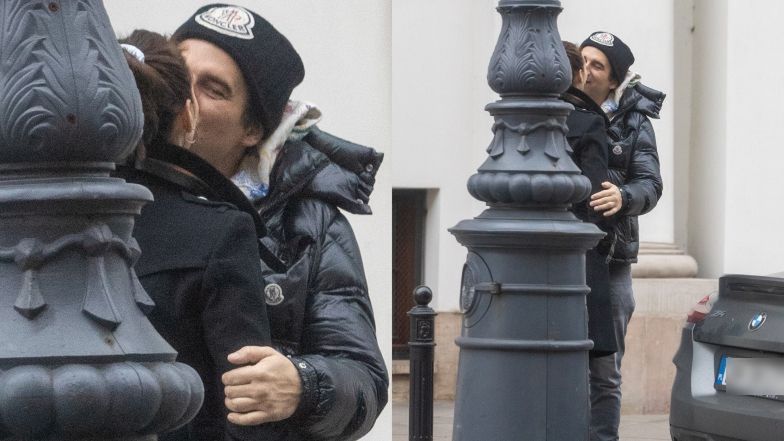 Marcela Leszczak i Misiek Koterski całują się na rodzinnym spacerze z synkiem