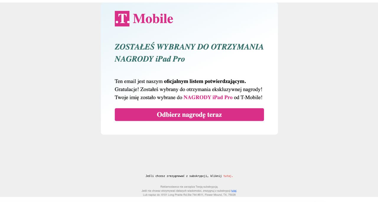 Tak wygląda oszustwo na T-Mobile