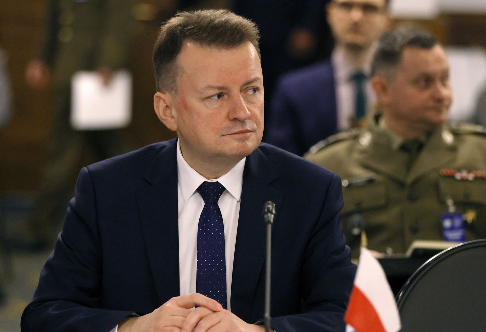 Poland's Minister of Defense Mariusz Błaszczak attends the third meeting of Ukraine Defense Contact Group at the US Air Base in Ramstein, Germany, 20 January 2023. The US Secretary of Defense Austin has invited Ministers of Defense and senior military officials from around the world to Ramstein to discuss the ongoing crisis in Ukraine and various security issues facing US allies and partners. EPA/RONALD WITTEK Dostawca: PAP/EPA.