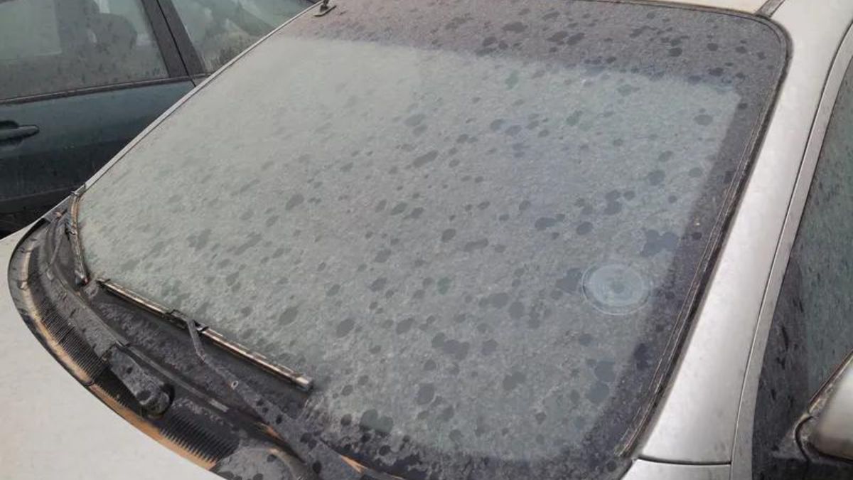 Żółty pył na samochodzie