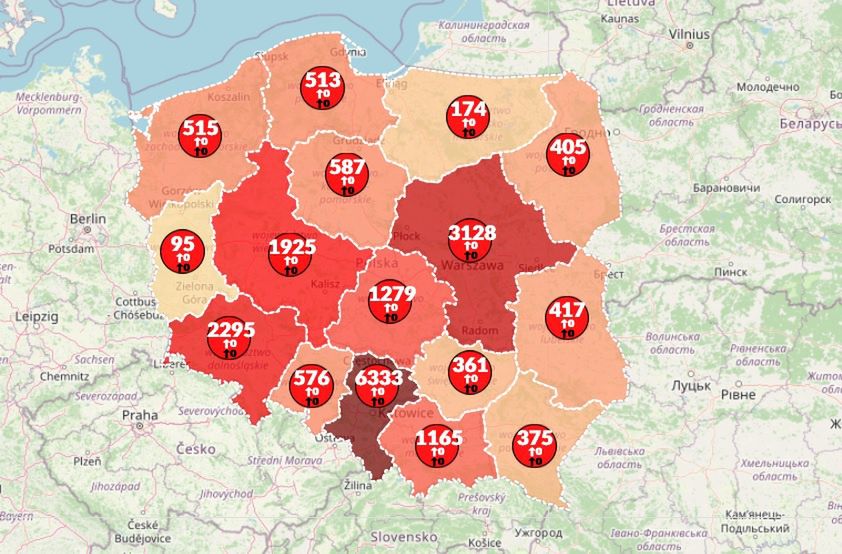 Mapa zakażeń koronawirusem w Polsce [22 maja 2020]