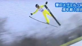 Hamował w locie, a i tak przeskoczył skocznię! Niesamowity lot Japończyka