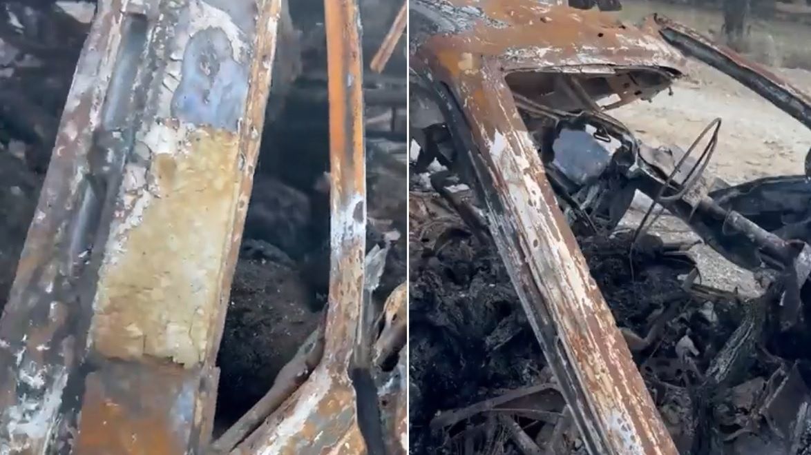 Auto spalone przez Hamas. W środku zwłoki