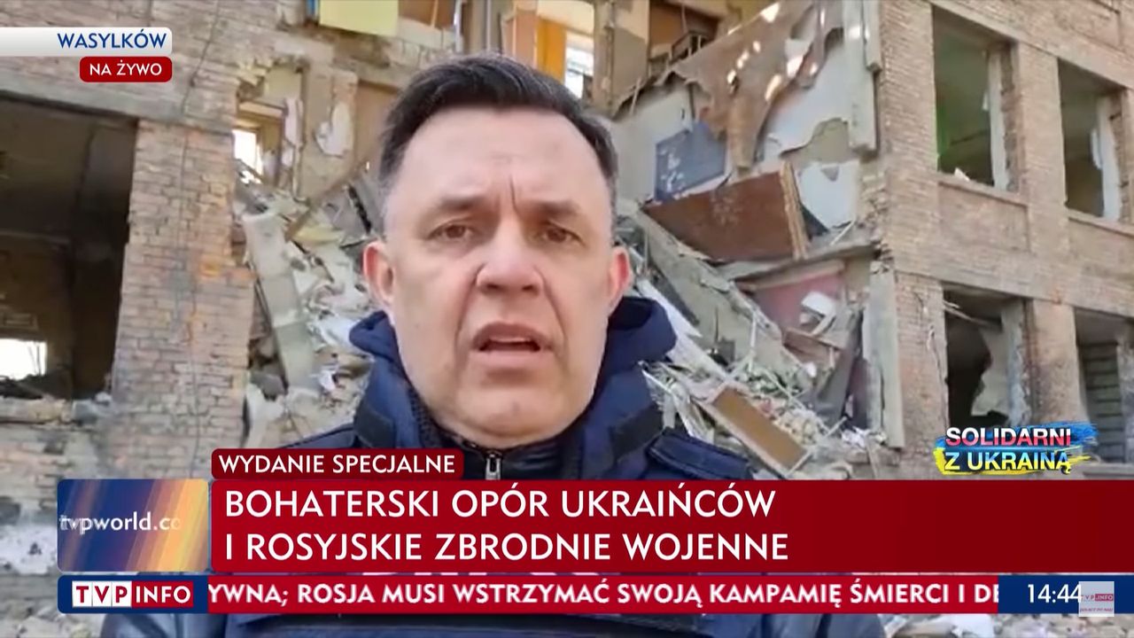 Jacek Łęski jest korespondentem wojennym TVP w Ukrainie 