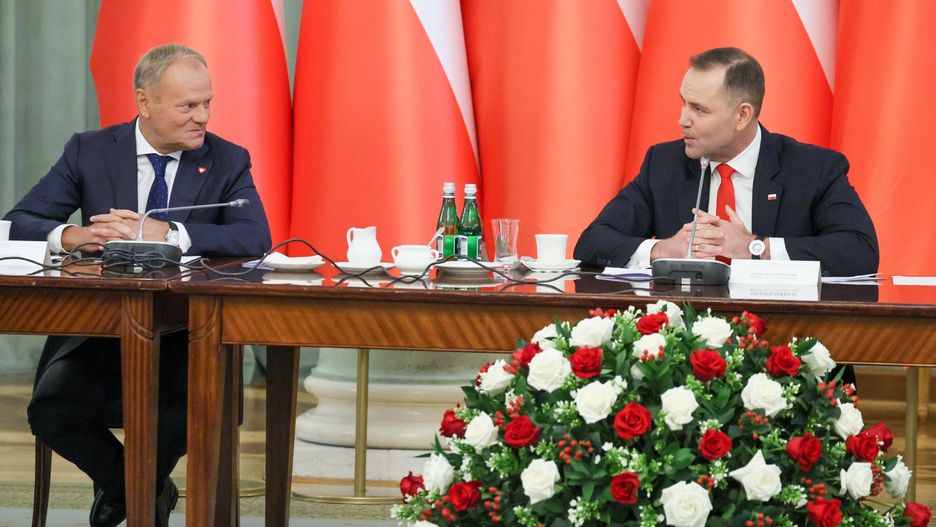 Donald Tusk i Karol Nawrocki.
