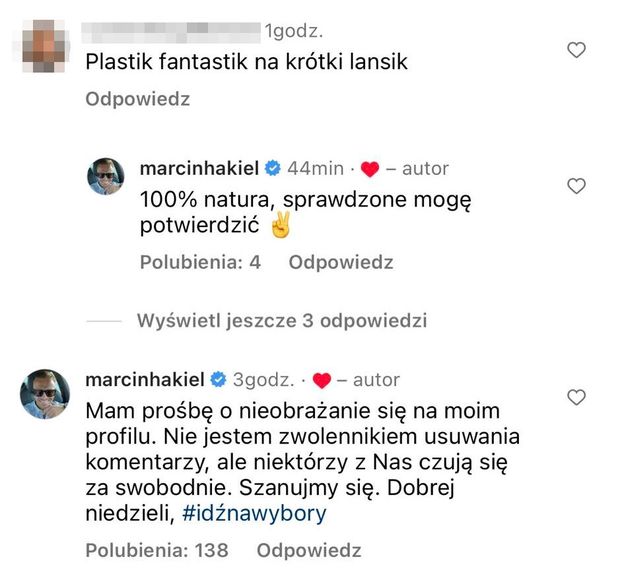 Internautka obraża ukochaną Marcina Hakiela: "PLASTIK FANTASTIK". Tancerz stanął w jej "obronie": "100% natura, SPRAWDZONE"
