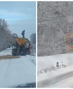 Wypadki na zaśnieżonej drodze. Pojazdy wpadły do rowu