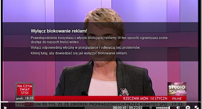 TVP walczy z internautami blokującymi reklamy i zachęca do wyłączenia adblocka