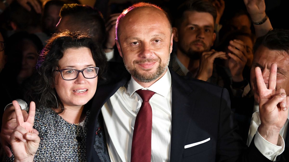 Konrad Fijołek z żoną Magdaleną Fijołek