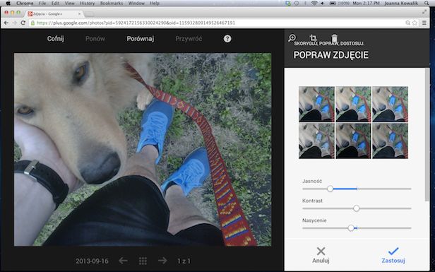 Google+ z wbudowanym Snapseedem 2