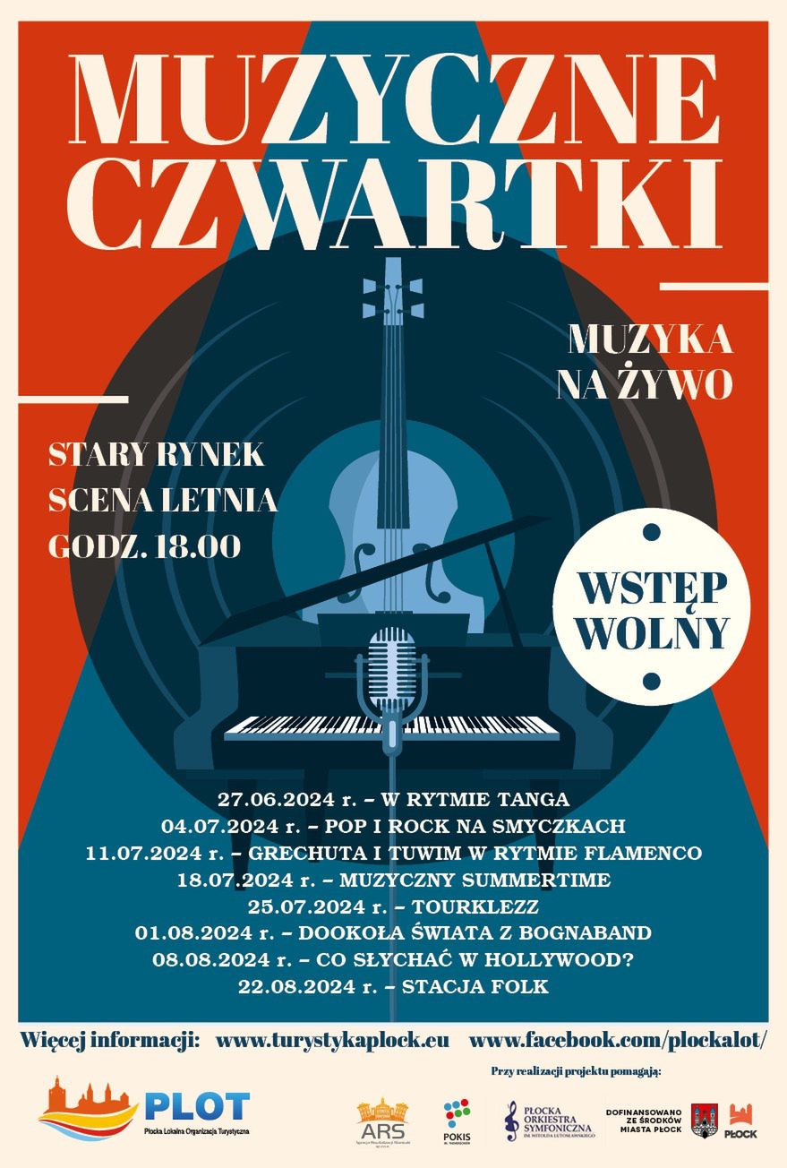 Plakat muzyczne czwartki na płockiej starówce