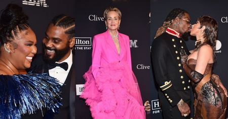 Czar par na gali przed rozdaniem Grammy: zjawiskowa Sharon Stone, Lizzo z nowym facetem, język Cardi B w ustach Offseta (ZDJĘCIA)