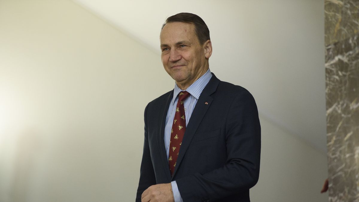 Poland's Minister of Foreign affairs Radoslaw Sikorski arrives at the meeting with Ukraine's Foreign Affairs Minister Andrii Sybiha (L) before a press conference after talks in Warsaw, Poland on November 26, 2024.