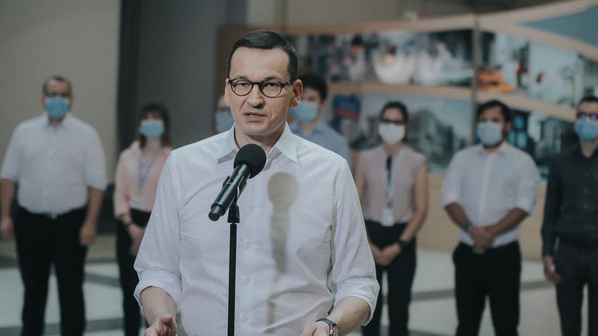 Prime Minister Mateusz Morawiecki came to Wrocaw on June 20, 2020. He visited Scanway and congratulated them on their technological development. (Photo by Krzysztof Zatycki/NurPhoto via Getty Images)