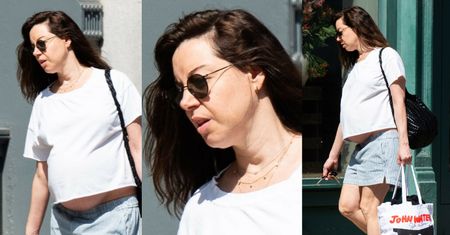 Aubrey Plaza z ciążowym brzuchem dźwiga torby z zakupami (ZDJĘCIA)