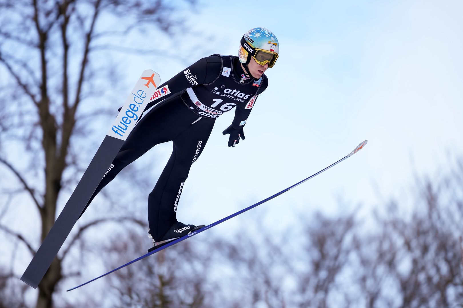 WILLINGEN, GERMANY - JANUARY 28: Stefan Hula of Poland in action competes during the Men´s Training at the FIS World Cup Ski Jumping Willingen at Stadion an der Mühlenkopfschanze on January 28, 2022 in Willingen, Germany. (Photo by Alex Gottschalk/DeFodi Images via Getty Images)