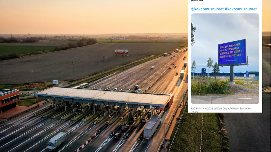 Taki plakat pojawił się na granicy Finlandii i Rosji
