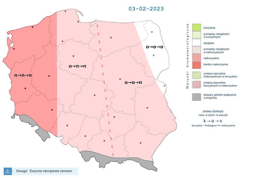 Warunki biometeorologiczne w Polsce, piątek 