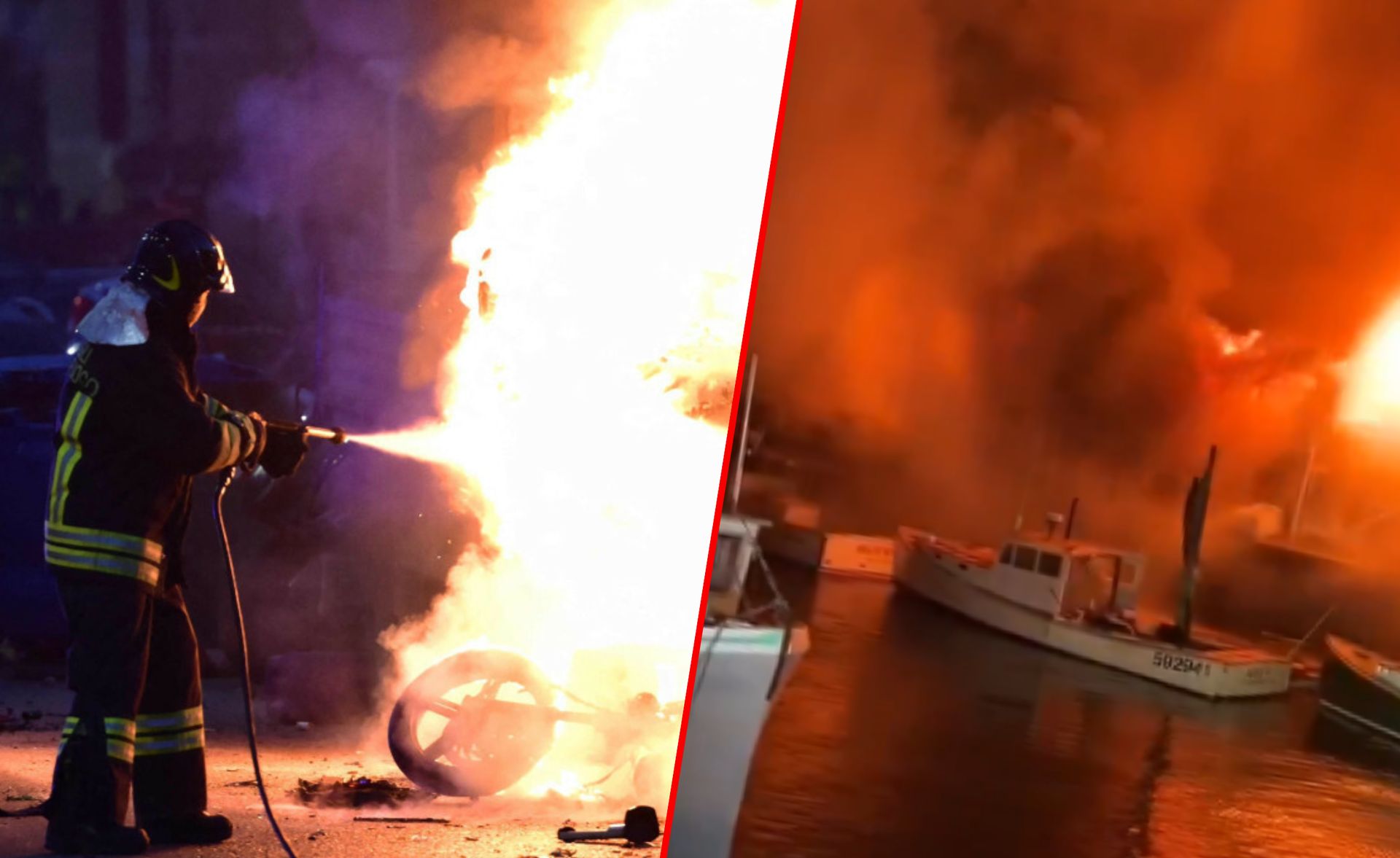 wiadomości,aktualności,WP Wiadomości Pożar w Old Port w Portland. Zniszczone budynki i łodzie, dwóch strażaków rannych