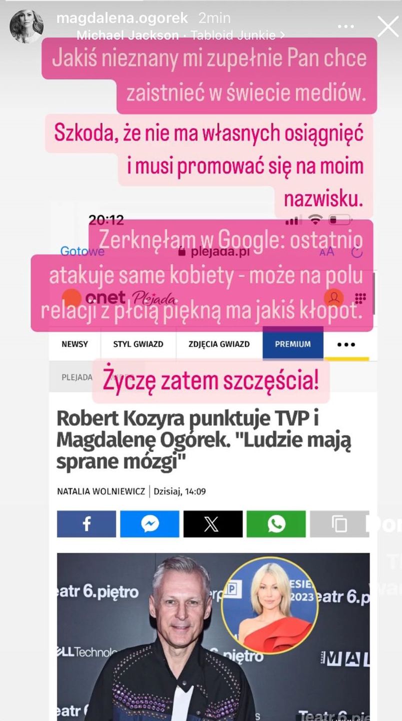 Magdalena Ogórek odpowiada Robertowi Kozyrze 