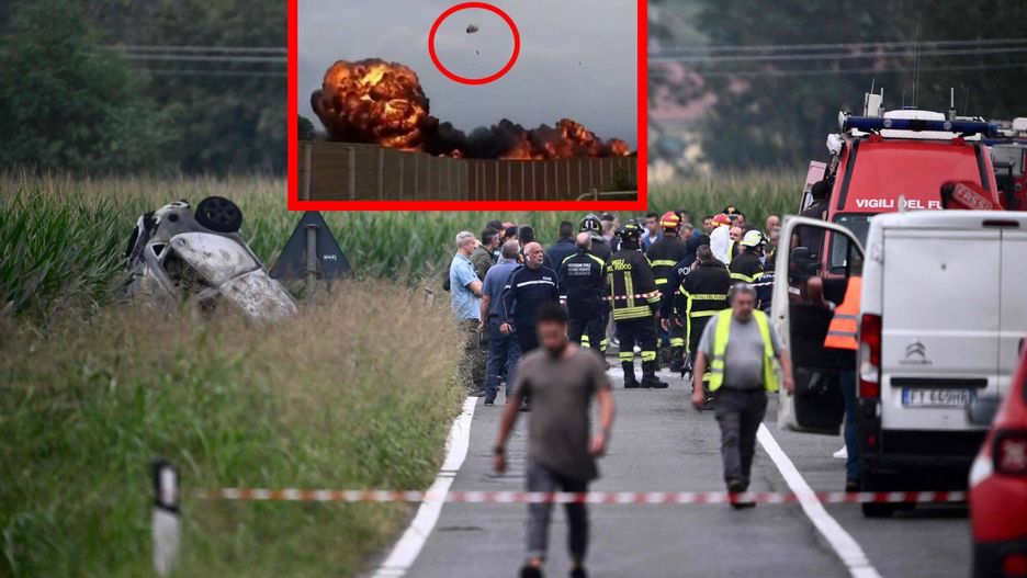 Samolot spadł na samochód pod Turynem
