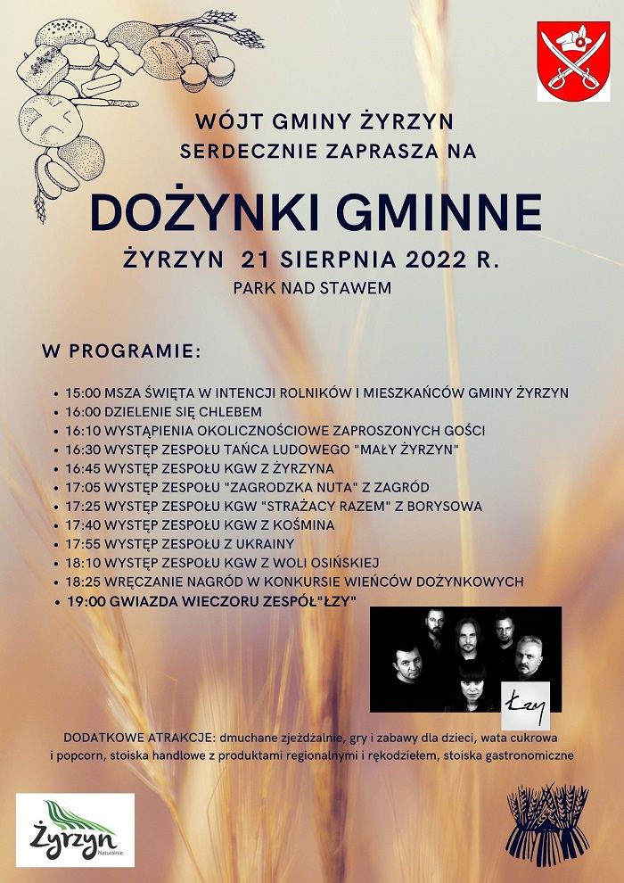Dożynki Gminy Żyrzyn 2022 – program